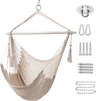 Chaise hamac avec barre de maintien, chaise balançoire caribéenne, capacité de charge de 300 lb, chaise suspendue en corde pour extérieur, intérieur, jardin, cour