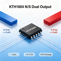 CONNTEK KTH1604 Interrupteur à effet Hall bipolaire à double sortie SMD ultra basse consommation 1.6V-5.5V 22-46Gs 5Hz/20Hz Mini 1010 TWS pour ordinateur portable
