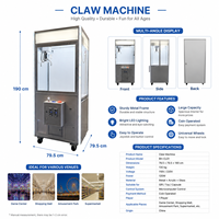 Machine à griffes minimaliste haut de gamme avec LED, attrape-poupées d'arcade, grue à monnayeur pour jouets, machine mobile pour centres commerciaux de luxe
