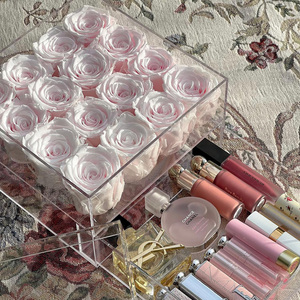 Rosa Preservada Cuadrada al por Mayor, Flor Eterna en Caja de Acrílico Transparente para Brochas de Maquillaje, Regalo para el Día de San Valentín - Product Image 2