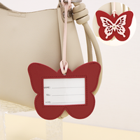Tag Bagasi Kupu-kupu Lucu dari Kulit PU, Identifikasi Bagasi untuk Koper, Tag Perjalanan dengan Label Nama dan Alamat Pribadi