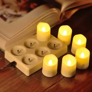 Rechargeable LED Tea Lights Flameless Warm White Candle With Remote Battery Flickering Tea Lights Candle For Halloween Christmas