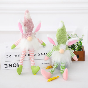Muñeco Gnomo Conejo de Patas Largas con <span class=keywords><strong>Luz</strong></span> LED Blanca Cálida, Muñeco sin Rostro de Pascua, Decoración <span class=keywords><strong>para</strong></span> Ventanas, Adorno de Duende Pastel - Product Image 5