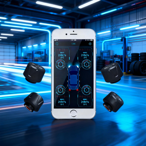 Monitor <span class=keywords><strong>de</strong></span> Presión <span class=keywords><strong>de</strong></span> Neumáticos TPMS BLE 5.0 Antirrobo para Automóvil, Resistente al Agua, con Sensor Incorporado, Compatible con Aplicaciones Móviles Android e iOS - Product Image 1