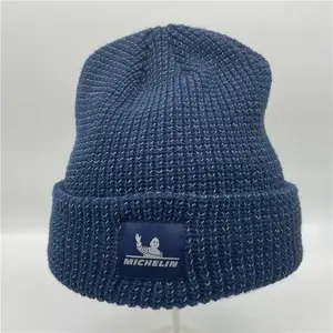 Fashion Design Toque 100% Acrylic Hat Beanie Knitted Winter Warm Cap Hat Custom Logo Color PU Label Woven Label