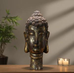 Tête de <span class=keywords><strong>Bouddha</strong></span> sculptée à la main en résine de haute qualité, processus de sculpture sur <span class=keywords><strong>bois</strong></span> vieilli, statue de <span class=keywords><strong>Bouddha</strong></span> personnalisable, décoration tendance - Product Image 3