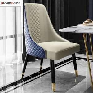 cushion foam dining chair Suppliers-Dreamhause High Quality Elastic Sponge Luxury Banquet Chair Leather Cushion Wood Legs Restaurant Chair Dining Chair