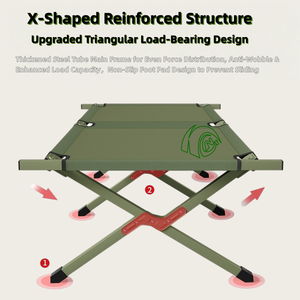 <span class=keywords><strong>Lit</strong></span> de camp pliant robuste pour l'extérieur avec cadre en X et verrouillage à boucle en alliage, portable et pliable pour la randonnée, les pique-niques et les moments de repos en plein air - Product Image 1