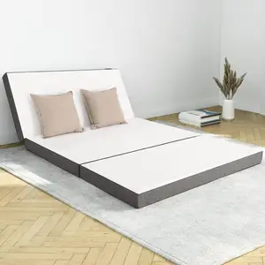 Matelas en mousse à mémoire de forme à trois volets, surmatelas portable à trois volets avec housse lavable, taille réelle, OEM d'usine