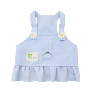 Robe pour chien et chat, couleur unie, bretelles avec garniture florale, tenue d'été pour petites et moyennes races - Product Image 5