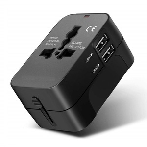 British World Travel <strong>Plug</strong> Adapter with <strong>Portable</strong> Phone Charger 2 USB Ports 3A Rated Current Universal Travel <strong>Socket</strong> - Product Image 1