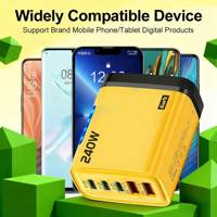DENIXI PD240W Dual 2USB + 3PD Cargador RapidoaQC30 Lampe LED Chargeur rapide mural Convient pour la charge rapide aux États-Unis/UE.