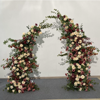 Arche de mariage en métal 210x230cm, toile de fond de fleurs artificielles en soie, blanc, rose, rouge, décoration pour événements intérieurs et extérieurs