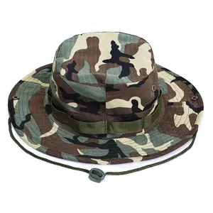 Topi Bucket kamuflase pria, topi Camo Boonie musim panas, topi luar ruangan berburu mendaki memancing, topi nelayan Panama