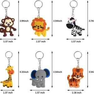 Safari Animal PVC Llaveros Variedad de lindos diseños de animales Mono Jirafa Elefante Tigre Ideal para niños Amantes de los animales - Product Image 4