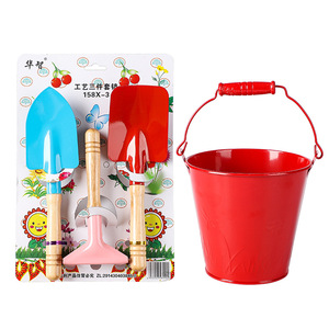 Ensemble d'outils de jardinage 3 pièces, pelle, houe, râteau pour enfants, jeu de sable en plein air, acier inoxydable durable, utilisation manuelle - Product Image 2