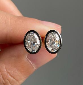 Luxury Round Brilliant Moissanite Stud <b>Earrings</b> 925 Sterling <b>Silver</b> Classic Fine Jewelry Birthday Anniversary Gift - Product Image 2
