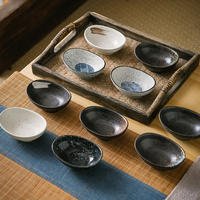 Petite coupelle en céramique de style japonais en forme de lingot pour sauce, assiette à apéritif pour condiments, wasabi, huile pimentée, et snacks