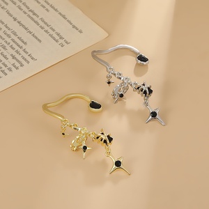 1 pièce Boucles d'oreilles manchette hexagramme sans perçage pour femme, style punk, étoile géométrique, chic, à clipser, bijoux - Product Image 2
