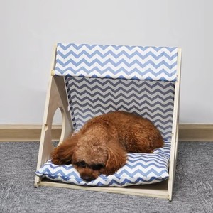 Maison pour chat en bois en forme de pyramide triangulaire, tente intérieure chaude pour chaton, abri pliable pour animaux de compagnie avec coussin lavable - Product Image 3
