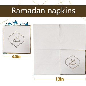 Serviettes de table en <span class=keywords><strong>papier</strong></span> personnalisées à 2 plis jetables blanches 13x13 pouces Décoration de table à thème Ramadan - Product Image 4