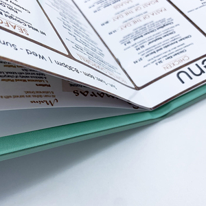 ปกเมนูแบบปกหนังสือพร้อมโลโก้สั่งทำพิเศษสำหรับร้านอาหาร บาร์  แฟ้มเมนูแบบสองช่องใส่  ขนาดสั่งทำได้ตามต้องการสำหรับเมนูร้านอาหาร - Product Image 4