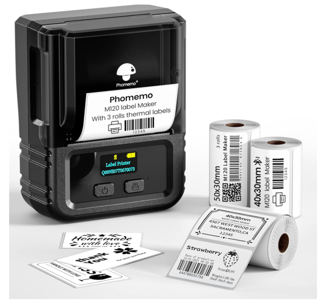 Phomemo M120 Mini 50mm Wireless Rechargeable Thermal Barcode Label Printer 1200mAh Portable Sticker Maker for Retail Wholesale