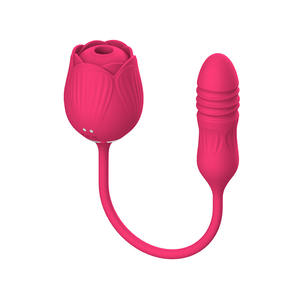 女性用大人のおもちゃ2 in 1バラ吸引ディルド伸縮バイブレーター膣クリトリス - Product Image 3