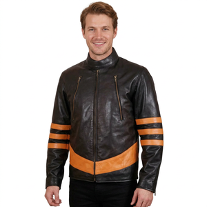 Nouvelle arrivée, veste en cuir matelassée pour homme, durable, pour l'hiver, avec poches avant, fermeture éclair, style décontracté, veste en cuir véritable - Product Image 3