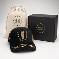 Casquette Trucker S-Grade G5 avec Logo Brodé Personnalisé San Judas Tadeo, Ornements Religieux, Clous Étoile, Chaîne de Perles et Breloque Croix, Unisexe