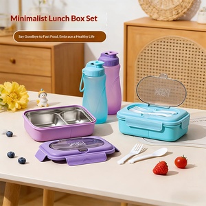 Boîte à lunch portable avec compartiments séparés et gourde, idéale pour les étudiants et les employés de bureau - Product Image 1