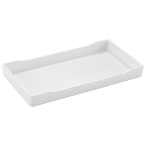 <b>Melamine</b> Rectangular Serving Tray Black White Solid Color Shallow <b>Plate</b> For Hotel Coffee Tea Service Commercial Use - Product Image 5