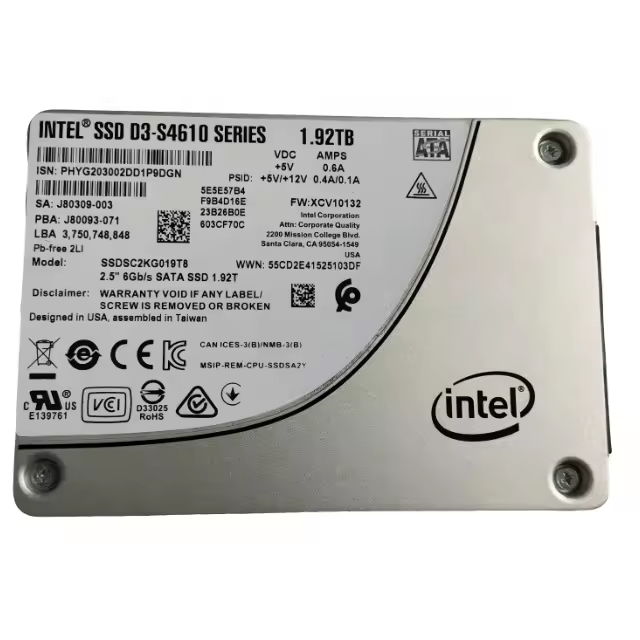 Best Price SSDSC2KG019T8 Intel S4610 1.92TB SATA 2.5 SSD Original Used 1.92TB SATA SSD for Server