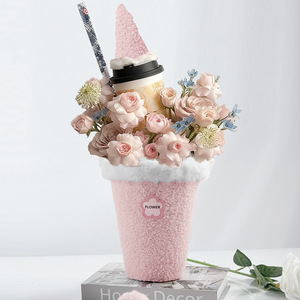 Nouvel Arrangement Floral DIY en Peluche pour l'Automne et l'Hiver : Bouquet en Forme de Gobelet Bobo, de Châtaigne ou de Cornet de <span class=keywords><strong>Glace</strong></span> – Matériel d'Emballage - Product Image 2