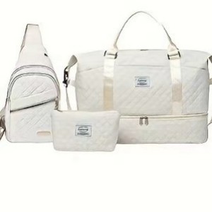 Travel <b>Bag</b> 3PCS Set Mommy <b>Bag</b> Korean Style Quilted Lattice Large Capacity Portable Storage Luggage <b>Bag</b> Sports Gym Duffle <b>Bag</b> - Product Image 2