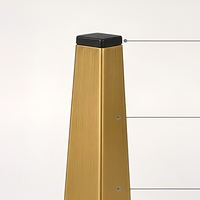Pied de table conique doré en métal, base carrée pour projets de tables d'hôtel