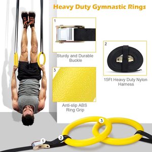Bagues de <span class=keywords><strong>gymnastique</strong></span> en ABS, ensemble de 2 exercices d'exercice, cerceaux avec sangle ajustable - Product Image 3
