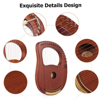 Lyre en bois Walter.t WH-16 à 16 cordes, cordes métalliques, instrument à cordes en bois massif avec sac de transport, clé d'accordage, nettoyage
