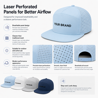 Topi Premium 7 Panel Berpinggiran Datar dengan Laser Perforated dan Bordir Kustom untuk Golf dan Lari