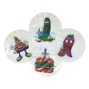 Caja de bolsas Mylar con forma de troquelado holográfico de dibujos animados personalizados, embalaje Ziplock de plástico con forma especial Irregular para CD DVD 3,5g leche - Product Image 3