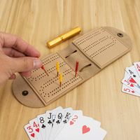 Jeu de cribbage portable de voyage pour activités de plein air, avec plateau de score pliable en cuir PU, pochette pour cartes et sac de transport pour cartes de cribbage