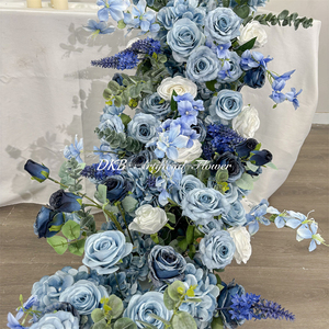 DKB Wholesale - Chemin de table bleu artificiel pour décoration de mariage et de fête, avec fleurs pour allées de mariage - Product Image 5