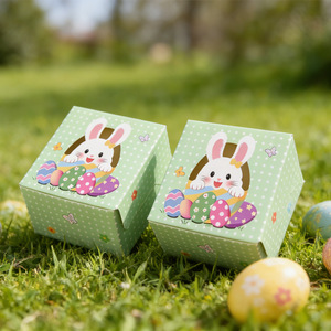 กล่องของขวัญ<span class=keywords><strong>กระดาษ</strong></span>ลายกระต่ายอีสเตอร์สีเขียวสี่เหลี่ยมจุด - Product Image 4