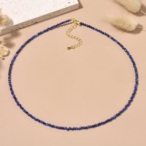 Design semplice 2mm <span class=keywords><strong>pietra</strong></span> naturale granato ametista <span class=keywords><strong>pietra</strong></span> <span class=keywords><strong>di</strong></span> <span class=keywords><strong>luna</strong></span> Lapis <span class=keywords><strong>collana</strong></span> <span class=keywords><strong>di</strong></span> perline sfaccettate per gli uomini e le donne indossano gioielli quotidiani - Product Image 5