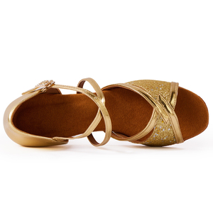 Chaussures de <span class=keywords><strong>danse</strong></span> latine brillantes pour enfants, vente chaude, sandales dorées à semelle souple pour filles, chaussures de scène, chaussures de <span class=keywords><strong>danse</strong></span> de salon - Product Image 4