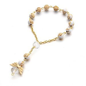 Catholic Rosary <b>Bracelet</b> Gold Silver Lace Glass Imitation Pearl Cross <b>Beaded</b> <b>Charm</b> <b>Bracelets</b> for Women - Product Image 3