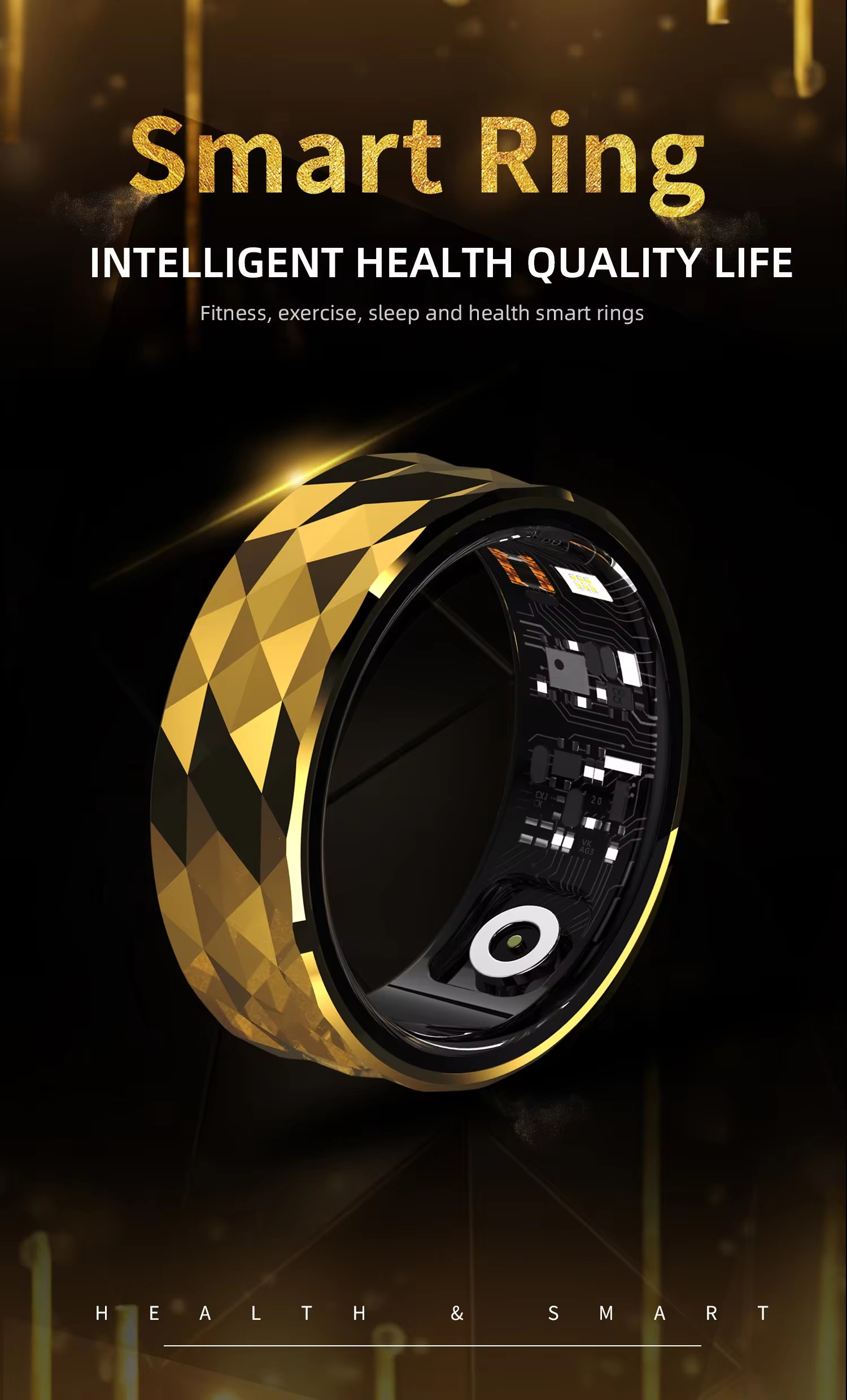 2024 Smart Health Ring Heart Rate Blood Oxygen Sleep Tracking Fitness...
