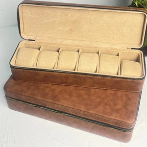 Factory Direct 12 Slot Leather Zipper <b>Watch</b> Box Storage Display Box Portable Storage Display <b>Watch</b> Travel Box - Product Image 1