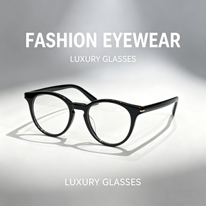 Monturas de Gafas Ópticas Redondas Retro de Acetato Negro, Gafas de Moda con Protección Contra la <span class=keywords><strong>Luz</strong></span> Azul para Mujeres y Hombres, Gafas Graduadas - Product Image 3