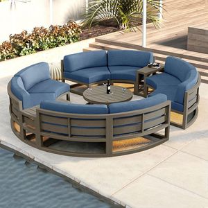 Conjunto de Sofás Modernos de Estilo Nórdico para Exteriores, Marco de Aluminio con Recubrimiento en Polvo en Forma de Arco, Impermeable, Resistente al Sol y Ecológico para Jardín de Hotel o Villa - Product Image 1